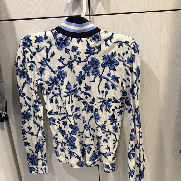 Tory Burch Blue Floral Long Sleeve Top - Picture 3 of 5